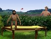 Nudist trampolining